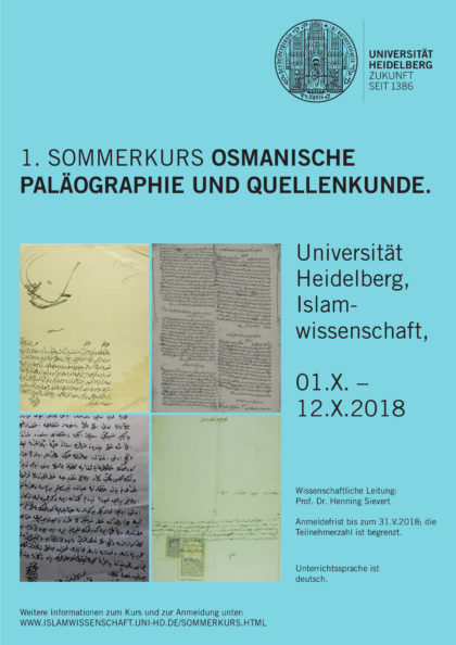 Plakat 1. Sommerkurs: Osmanische Paläographie und Quellenkunde