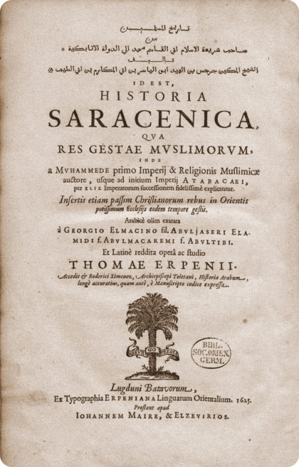 Titelseite: Historia Saracenica von George Elmacin