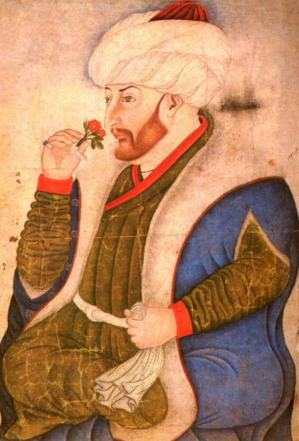 Sultan Mehmed II., Miniatur aus der zweiten Hälfte des 15. Jahrhunderts 