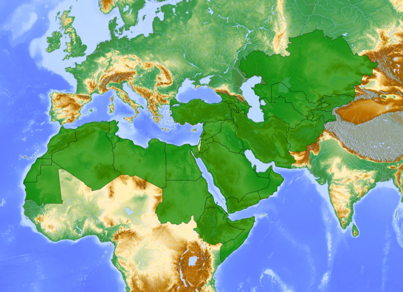 Map of the MENA region